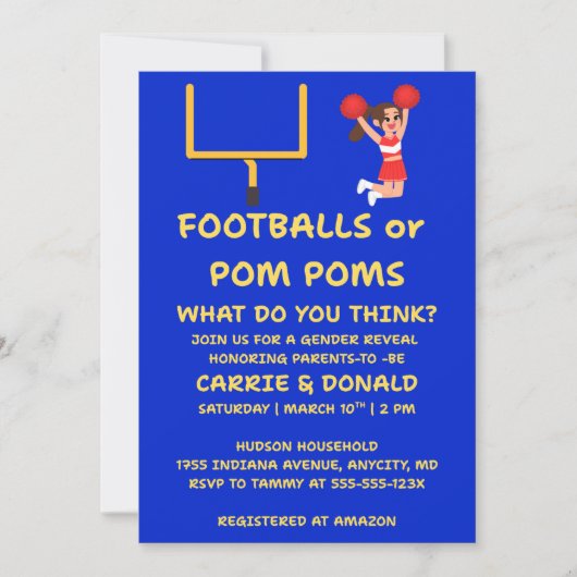 Fußbälle oder Pom-Poms Geschlecht-Enthüllungs-Einl (Vorderseite)