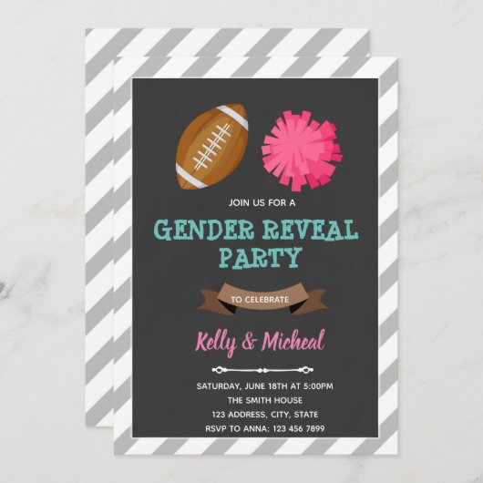 Fußbälle oder Pom Poms Geschlecht offenbaren Karte (Vorne/Hinten)