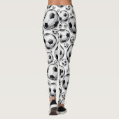 Fußbälle schwarz-weiß Muster Leggings (Rückseite)