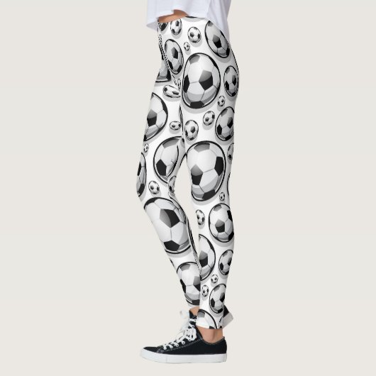Fußbälle schwarz-weiß Muster Leggings (Links)