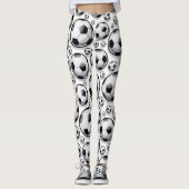 Fußbälle schwarz-weiß Muster Leggings (Vorderseite)