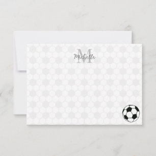 Fußbälle Schwarz-Weiß personalisiertes Monogramm Mitteilungskarte