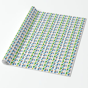 Fußbälle und Helme mit schwarzem Hintergrund Geschenkpapier