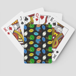 Fußbälle und Helme mit schwarzem Hintergrund Spielkarten