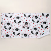 Fußbälle und Herz personalisiert Strandtuch (Vorderseite)