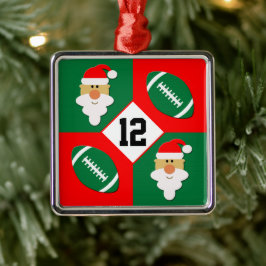 Fußbälle und Santa Custom Football Player Nummer Ornament Aus Metall