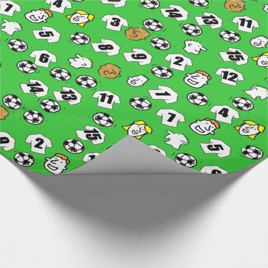 Fußbälle, weiße Shirts und Ventilatoren Geschenkpapier (Ecke)