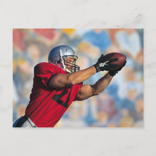 Fußballempfänger, der Kugel fängt Postkarte