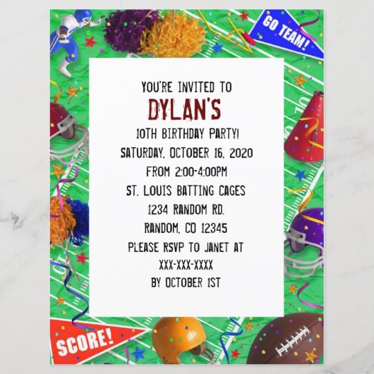 Fußballfans Thema Geburtstagsfeier Einladungen (Vorderseite)