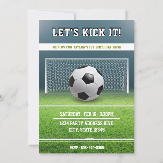 Fußballfeld 1. Geburtstag Party Einladung (Vorderseite)