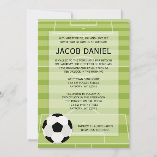 Fußballfeld - Bar Mitzvah-Einladungen Einladung (Vorderseite)