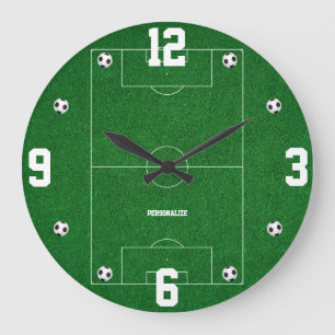 Fußballfeld-Design Sportfan-Heimdekoration Große Wanduhr