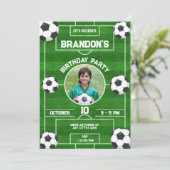Fußballfeld / Fußball-Feld Geburtstag Einladung (Stehend Vorderseite)