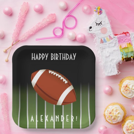 Fußballfeld Glückwunsch zum Geburtstag Personalisi Pappteller (Party)