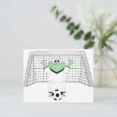 Fußballfrosch mit Goldie Postkarte (Stehend Vorderseite)