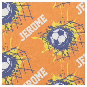 Fußballfußbalziel-Name-Orangengewebe Stoff