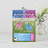 Fußballgeschlecht enthüllt Party Einladung (Stehend Vorderseite)