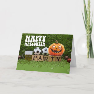 Fußballglückliches Halloween mit Kugeln Karte