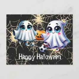 Fußballglückliches Halloween mit Kugeln Postkarte