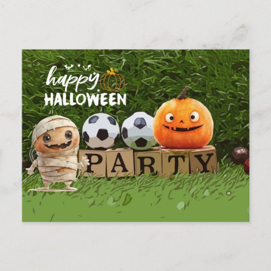 Fußballglückliches Halloween mit Kugeln Postkarte (Vorderseite)