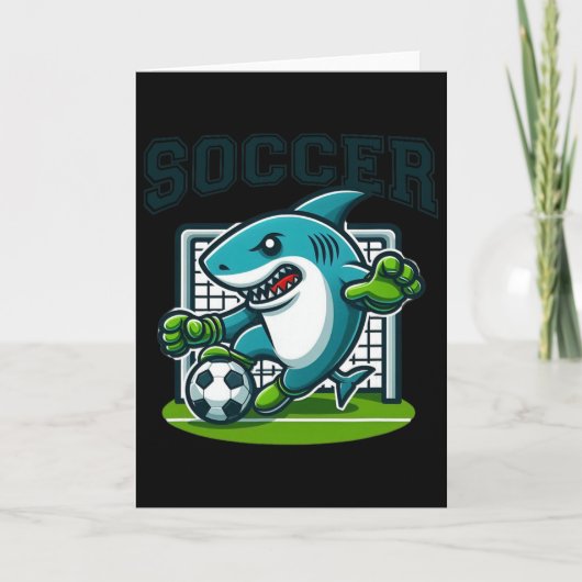 Fußballhai spielt Fußball  Karte (Vorderseite)