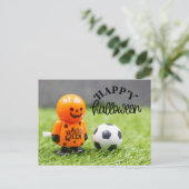 Fußballhalloween für Spieler Feiertagspostkarte (Stehend Vorderseite)