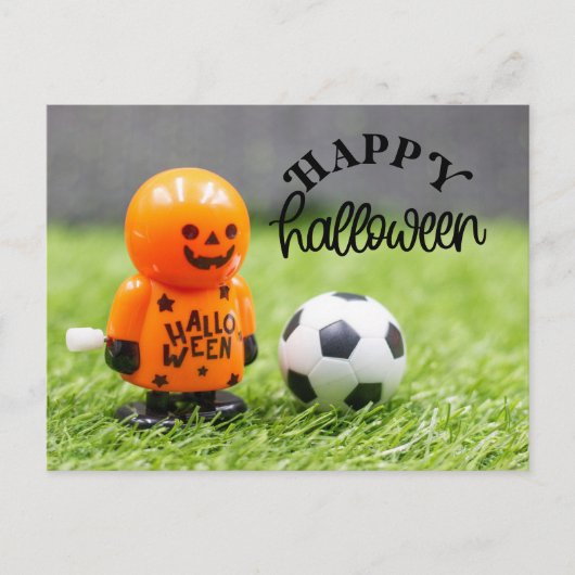 Fußballhalloween für Spieler Feiertagspostkarte (Vorderseite)