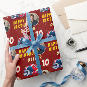 Fußballhelm-Cartoon-Foto-Geburtstag Geschenkpapier