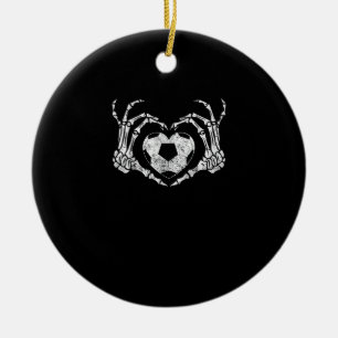 Fußballherz Skeletton Handkostüm Keramik Ornament