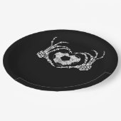 Fußballherz Skeletton Handkostüm Pappteller (Schrägansicht)