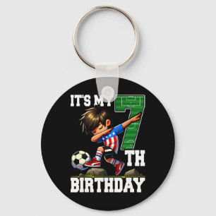 Fußballjunge Es ist mein 7. Geburtstag Amerikanisc Schlüsselanhänger