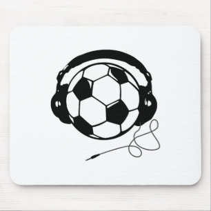 Fußballjunge mit Kopfhörern lustig Mousepad