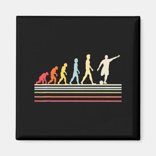 Fußballkick Menschliche Evolution Retro Vintage St Magnet (Vorne)