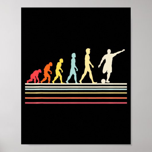 Fußballkick Menschliche Evolution Retro Vintage St Poster (Vorne)