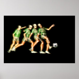 Fußballkicker, der Skelett zeigt Poster