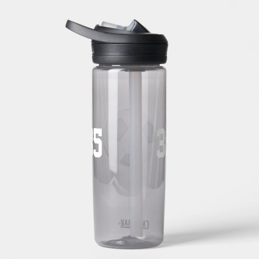 Fußballklubname mit aquamarinem grauem Fußball Trinkflasche (Rechts)