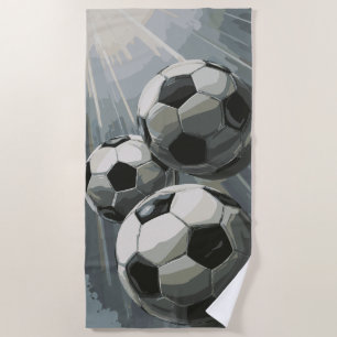 Fußballkunst – Dynamisches Fußballdesign Strandtuch