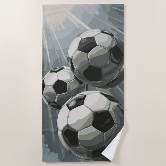 Fußballkunst – Dynamisches Fußballdesign Strandtuch (Vorderseite)