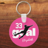 Fußballmädchen mit heißen rosa oder personalisiert schlüsselanhänger (Vorderseite)