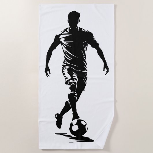Fußballmann mit Balldesign. Strandtuch (Vorderseite)