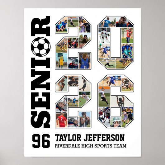 Fußballmannschaft Senior 2026 Sportfoto-Collage Poster (Vorne)