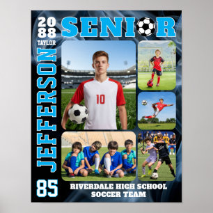 Fußballmannschaft Seniorenspiel-Tag-Fotocollage Poster
