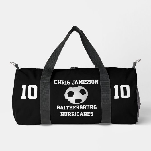 Fußballmannschaft, Trainer oder Player Black Perso Duffle Bag (Vorderseite)