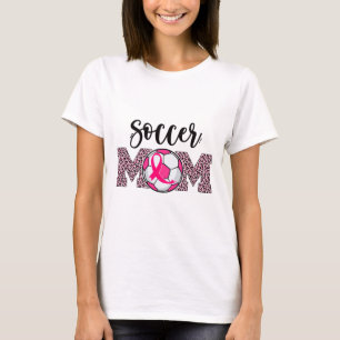 Fußballmutter Brustkrebs-Bewusstsein Rosa Band Leo T-Shirt