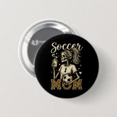 Fußballmutter Skelett Kaffee Leopard Stil Vintage  Button (Vorne & Hinten)
