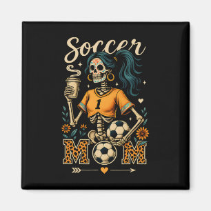 Fußballmutter Skelett Kaffee Leopard Stil Vintage Magnet