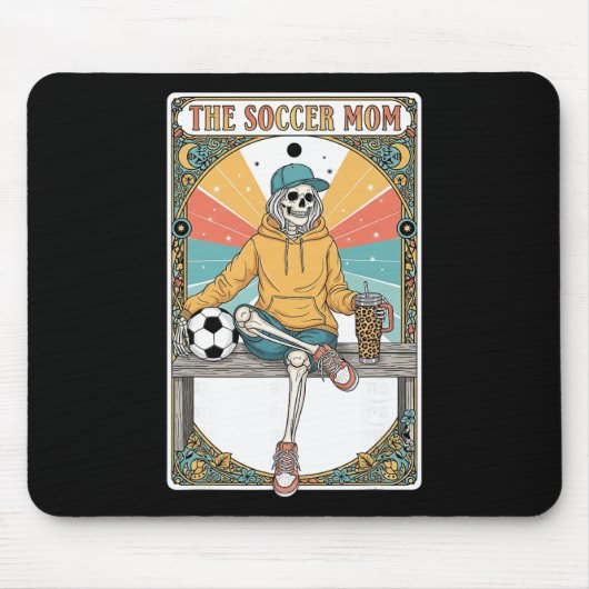 Fußballmutter Tarotkarte Skelett Kaffee Byll Seite Mousepad (Vorne)