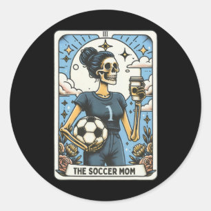 Fußballmutter Tarotkarte Vintage Halloween Fußball Runder Aufkleber