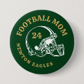 Fußballmutter Vintage-Fußballhelm Personalisiert Button (Vorderseite)
