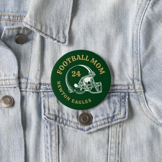 Fußballmutter Vintage-Fußballhelm Personalisiert Button (Beispiel)